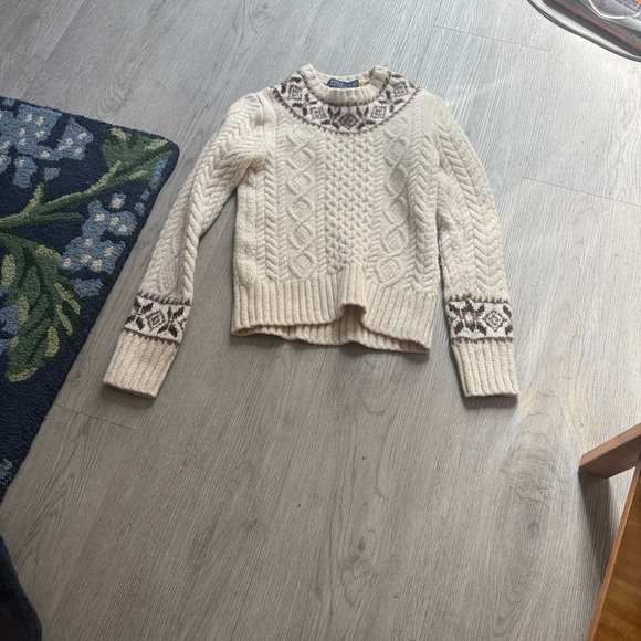Polo Ralph Lauren Nordic Fair Isle Cream and Brown Knit Sweater - Picture 5 of 9